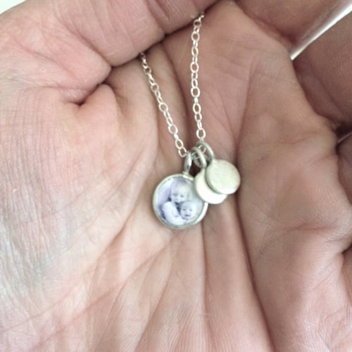 Image of Family keepsake necklace (1 PHOTO, 1 INITIAL TAG)