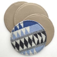 Image 2 of Wool & Leather Coasters - Blue/Grey