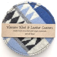 Image 3 of Wool & Leather Coasters - Blue/Grey