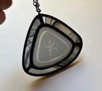 Image 3 of Stained glass good luck charm: sandblasted falling themby
