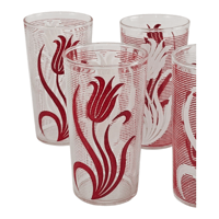 Image 2 of Hazel Atlas Textured Red And White Tulip 8 oz Glass