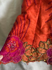 Image 9 of Vintage Y2K Aftershock style silk orange and pink beaded and sequin halter neck corset style top 