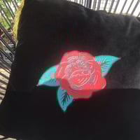 Image 3 of Black Velvet Red Rose Cushion Cover