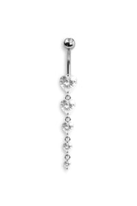 Image 2 of Prong Set Heart Five Gem Cascade Dangle Cz Navel Ring
