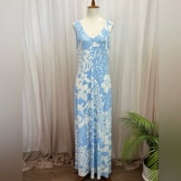 Image 5 of TOMMY BAHAMA blue and white floral Hawaiian print sleeveless maxi dress