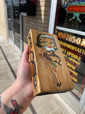 Betty Boop Nun hand painted on scrap wood by Mia Rambo wall art