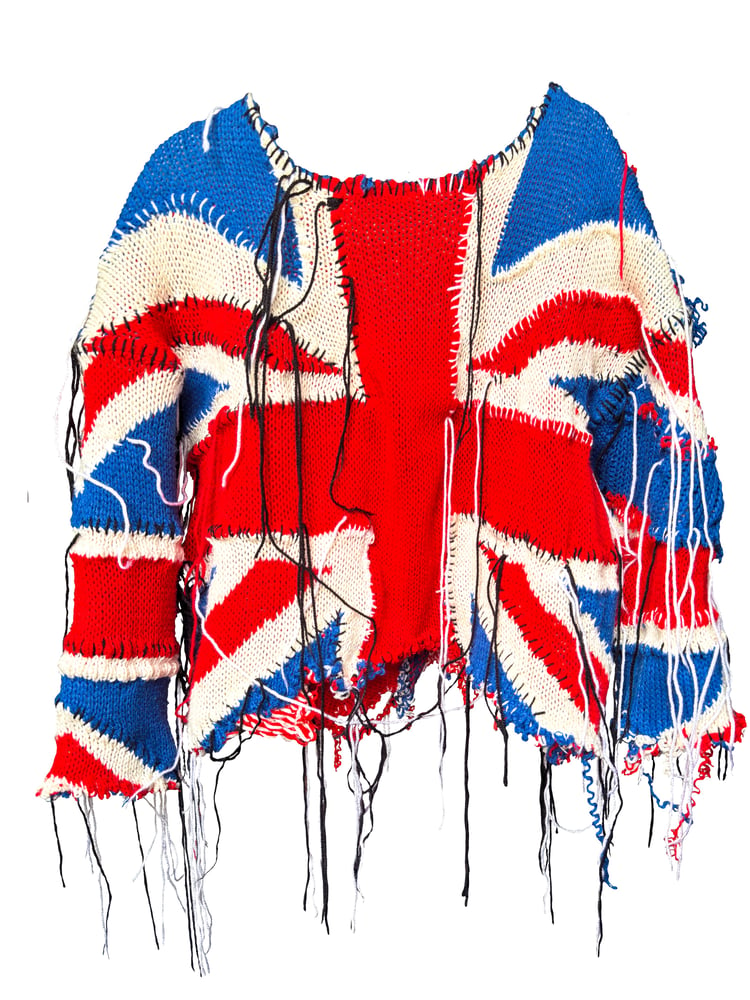 Image of GOD SAVE THE UK DISTRESSED JUMPER 