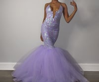 Image 2 of “Amahle” Purple Sequin V-Cut Mermaid Dress-Prom Sample