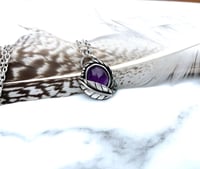 Image 1 of Handmade Sterling Silver Amethyst Pendant Star Leaf Detail 925