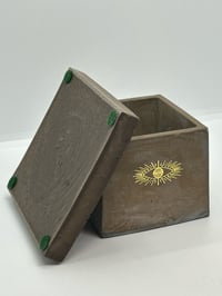Image 3 of 3”x3” Cement Pottery with gold metal eye sticker