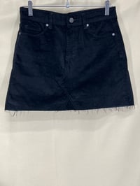 Image 2 of BLANK NYC black micro brushed velvet raw hem mini skirt