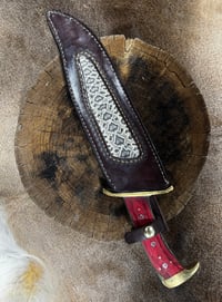Image 2 of 12” tiger Damascus Bowie knife 