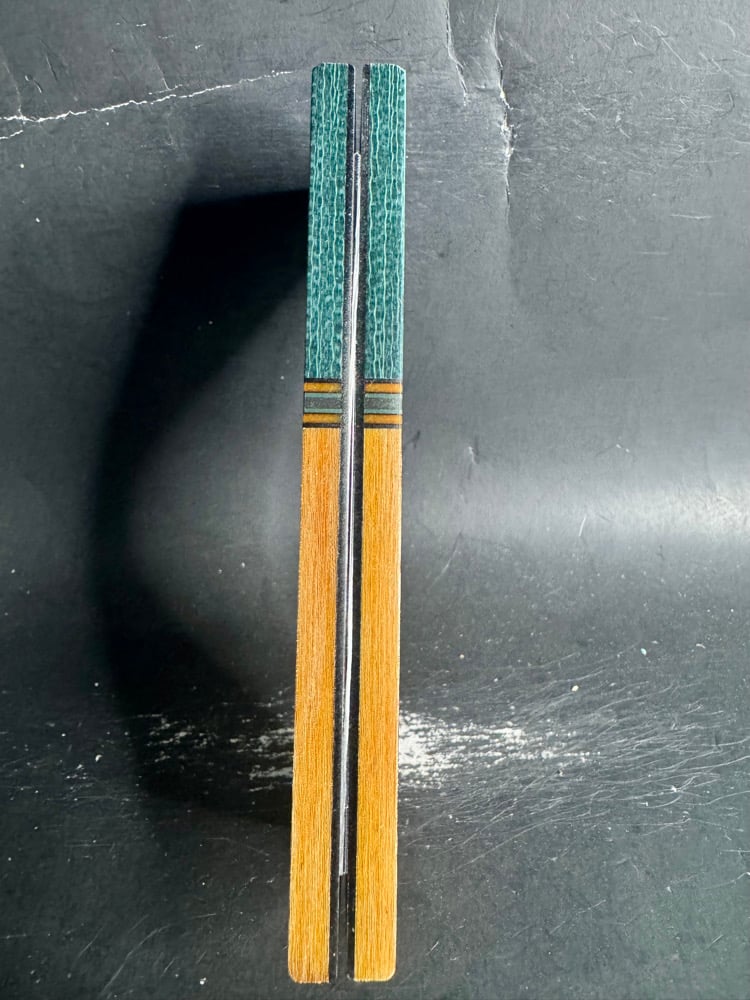 Image of Green Burlap Micarta & Vintage Butterscotch Micarta GLOW Segmented Knife Scales