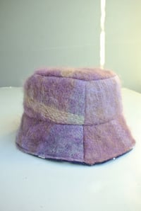 Image 3 of Reworked LÁ Reversible Bucket Hat Lavender Mohair  Medium 23" 7 1/4