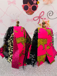 Pink Leopard Tassel Earrings 