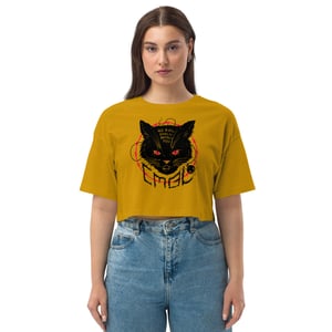 No Evil Cat Loose drop shoulder crop top