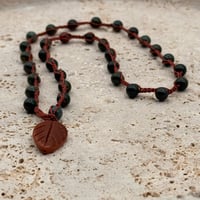 Image 1 of Bloodstone & Goldstone Leaf Necklace