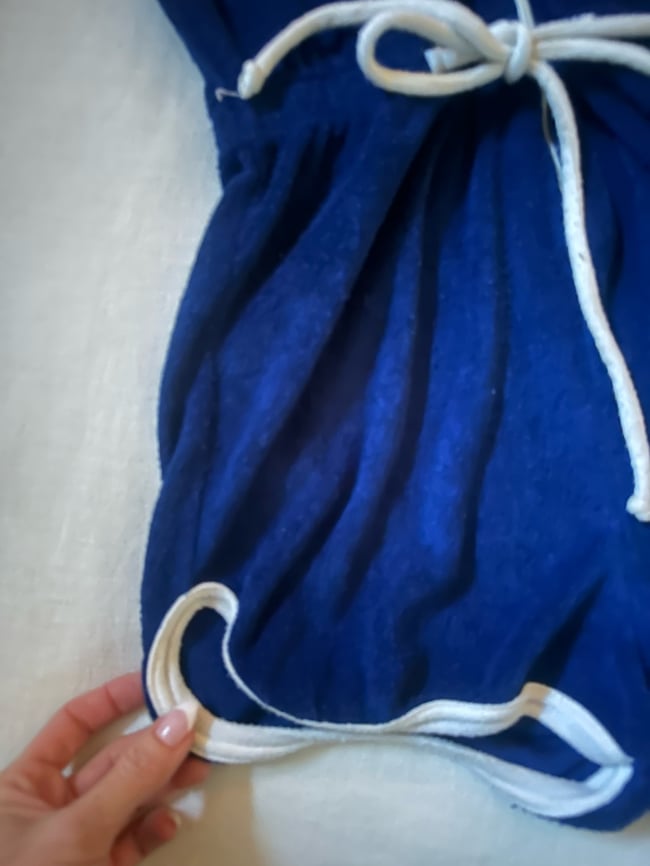 70s navy terry cloth romper with zip and hood