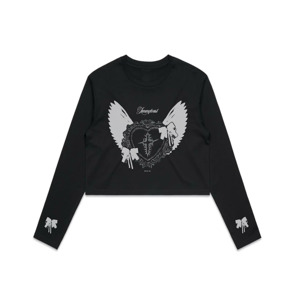 Image of -;- seraphic spiked cross long sleeve crop top -;-