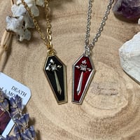 Image 1 of Rhinestone Coffin Necklace (Silver/Gold)