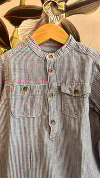 Image 5 of Leinenhemd, Blauweiss gestreift, Groesse 110