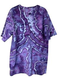 Image 9 of L Adult Combed Cotton Tee in Purple Haze Geode Ice Dye