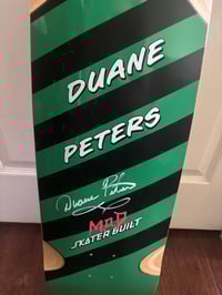 Image 4 of DUANE PETERS SKATERBUILT DECK grn/blk stripe signed