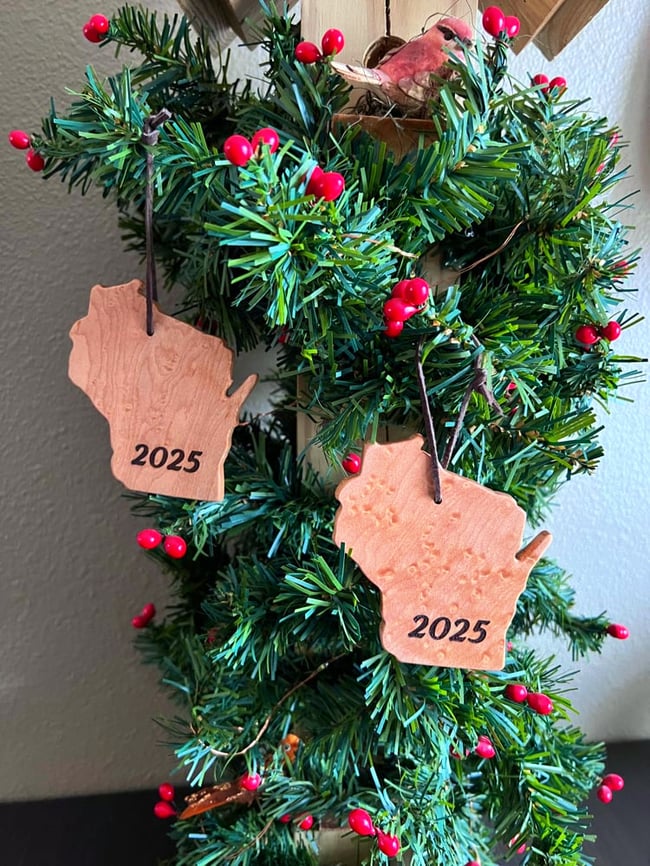 2025 Birdseye maple Wisconsin ornament