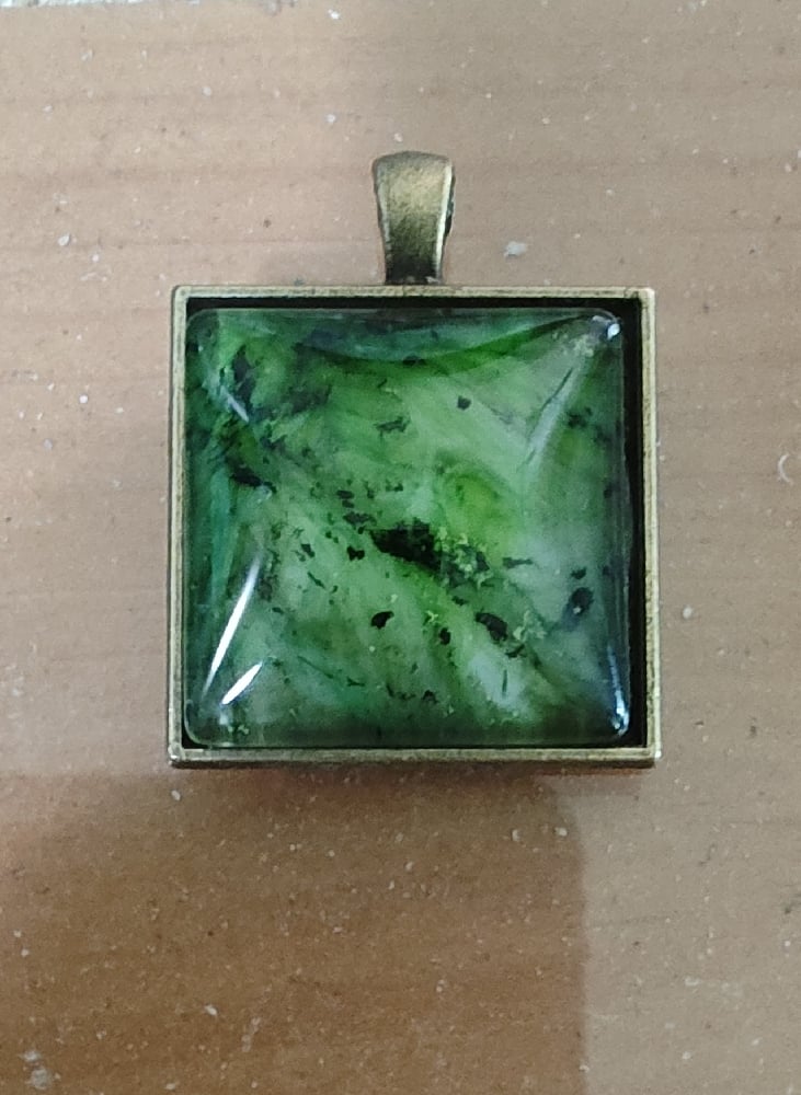 Image of Alcohol Ink Pendant Necklace – Abstract Square Art Jewelry