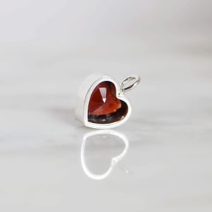 Image of Madagascar Red/Brown Garnet heart shape diamond cut silver necklace