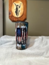 Image 1 of #11 4-In-1 Freedom Flag Woodgrain Koozie