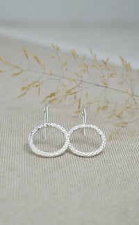 Image 2 of Texture circle drop earrings 