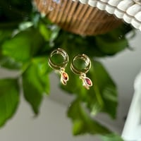 Image 4 of Dainty Garnet Earrings / Gold