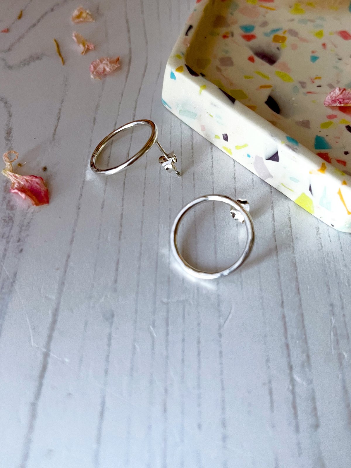 Image of Recycled sterling silver open circle studs