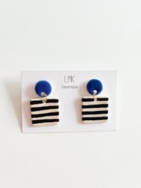 Paire de boucles d'oreilles céramique CARRA RIZ bleu