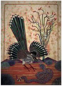 Image 1 of “Roadrunner and Snake” print by Zasha Welsh