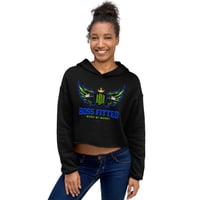 Image 3 of BOSSFITTED Neon Green and Blue Crop Top Hoodie