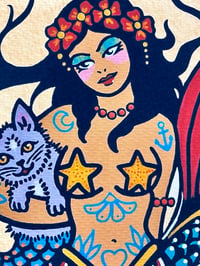 Image 4 of Traditional Tattoo Mermaid and Mercat Art Print