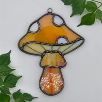Image 3 of Iridescent Amber Mushroom Suncatcher 