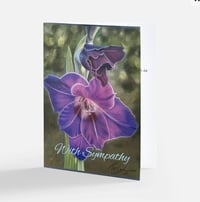 Image 1 of "No Words" Purple Gladiolus Flower Sympathy Cards 
