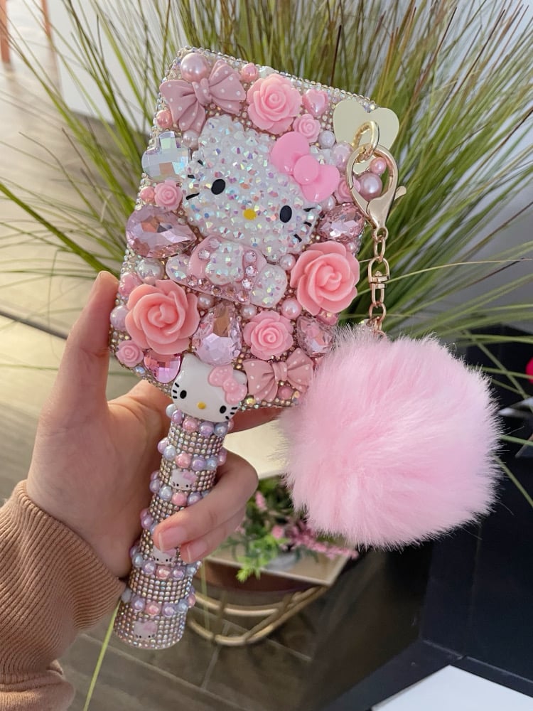 Pink kitty bling paddle hairbrush p