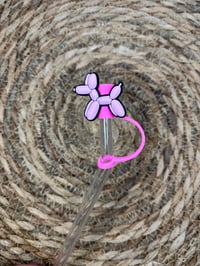 Image 1 of Pink Balloon Dog Straw Topper