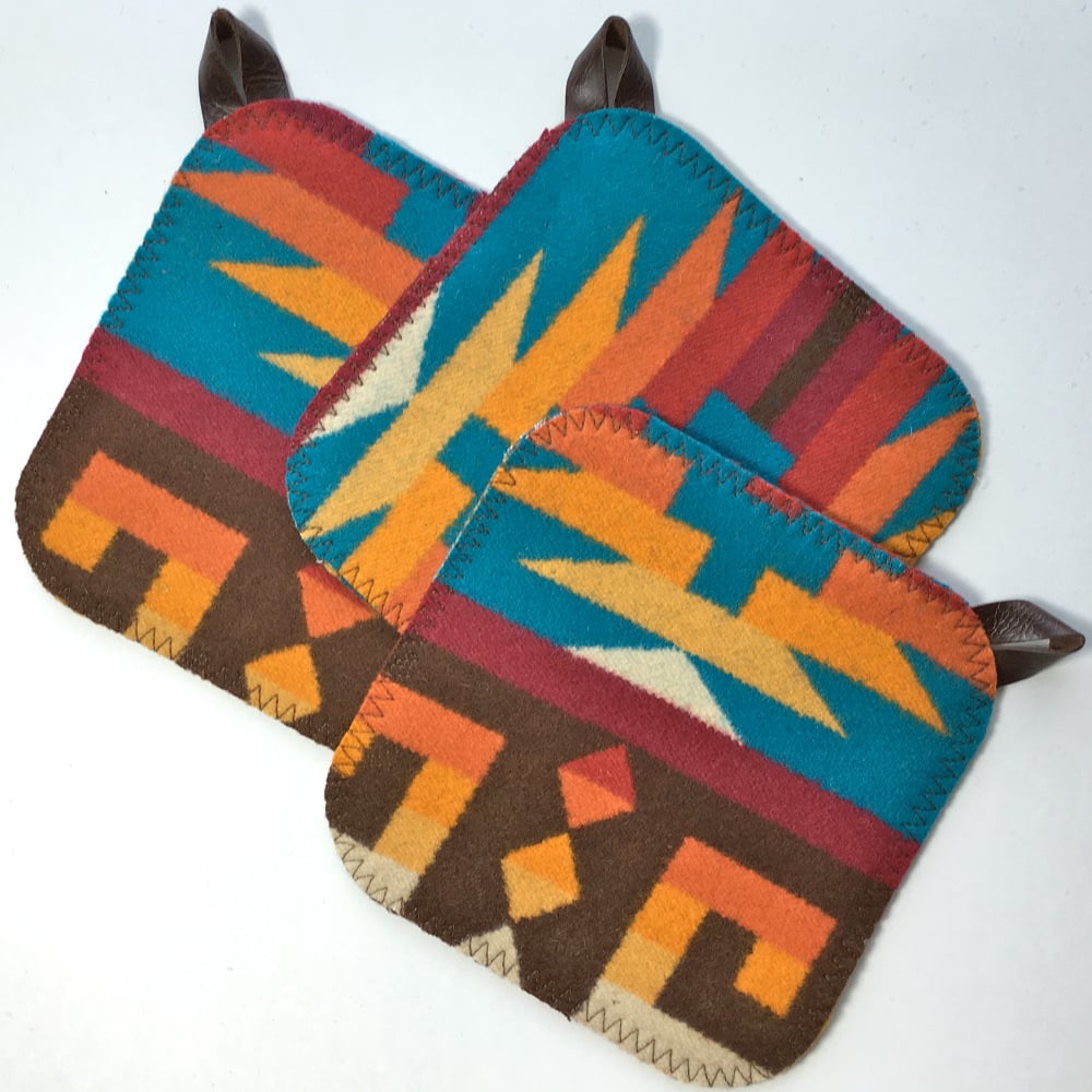 Image of Western Wool Potholder - Turquoise Sunset