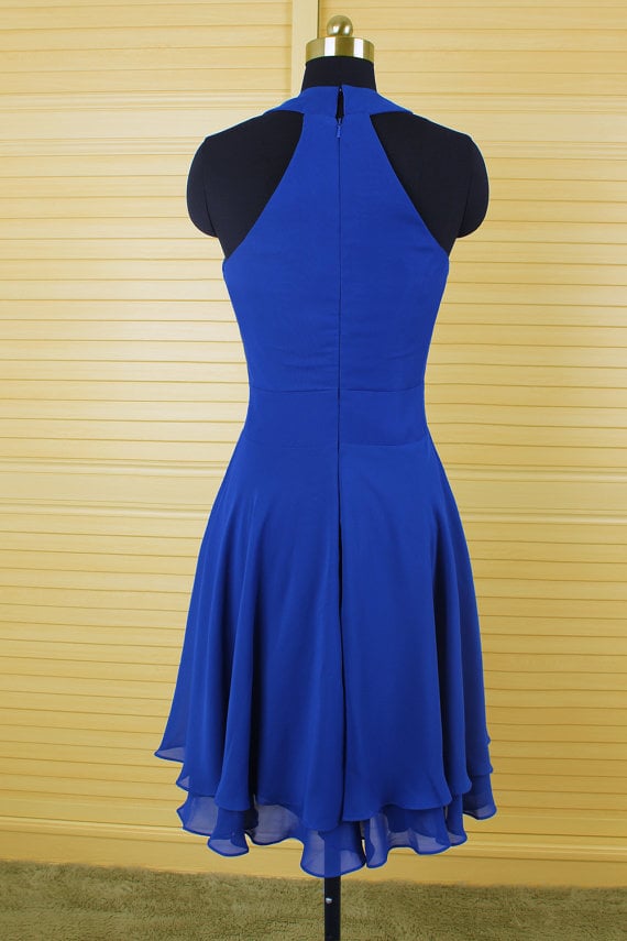 Beautiful Royal Blue Short Halter Homecoming Dresses , Short Prom Dresses