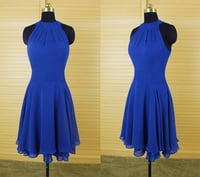 Image 1 of Beautiful Royal Blue Short Halter Homecoming Dresses , Short Prom Dresses