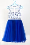 Cute Blue Beaded Tulle Short Homecoming Dresses, Short Prom Dresses, Party Dresses