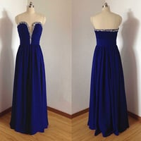 Image 1 of Simple Royal Blue Long Prom Gown 2017, Simple Evening Gowns, Party Dresses