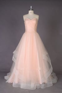 Image 1 of Lovely Handmade Peach Pink Long Tulle Prom Gowns 2017, Prom Dresses, Party Dresses