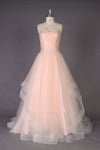 Lovely Handmade Peach Pink Long Tulle Prom Gowns 2017, Prom Dresses, Party Dresses