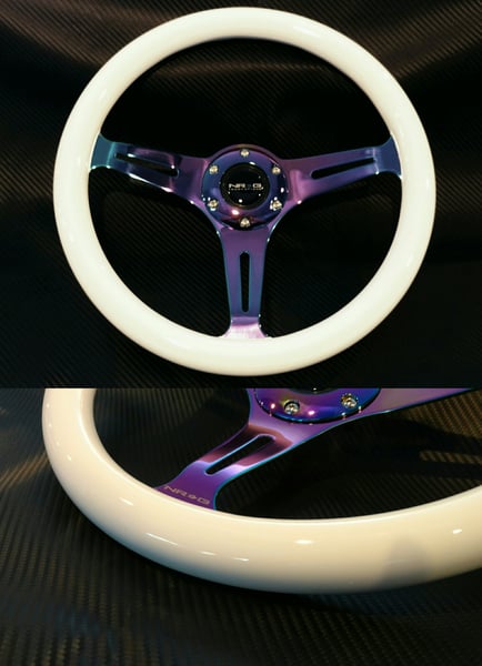 Image of NRG 350mm White steering wheel